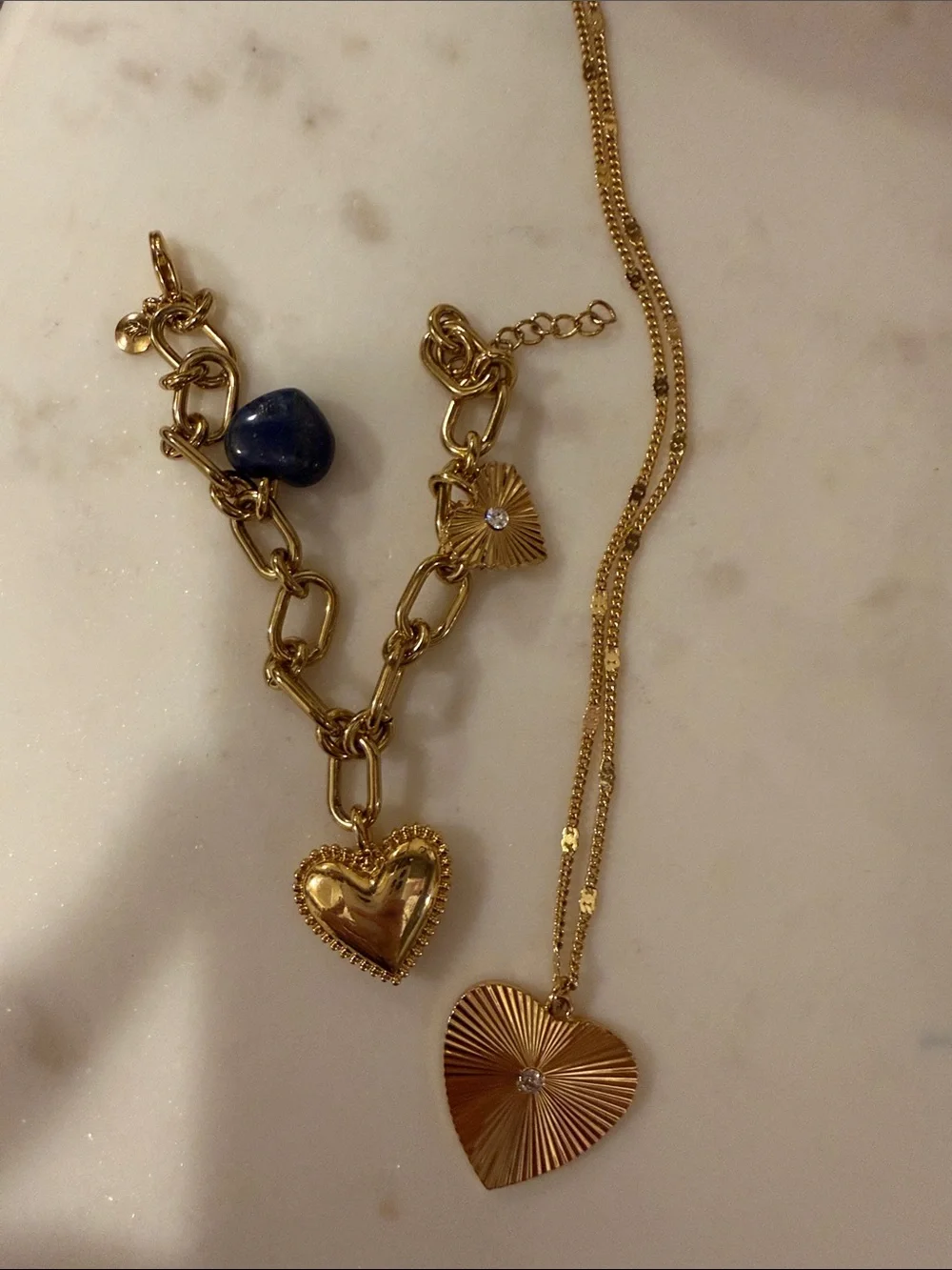 Madewell Gold Heart Pendant Necklace with Matching Charm Bracelet like new - Picture 2 of 5